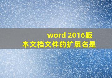 word 2016版本文档文件的扩展名是